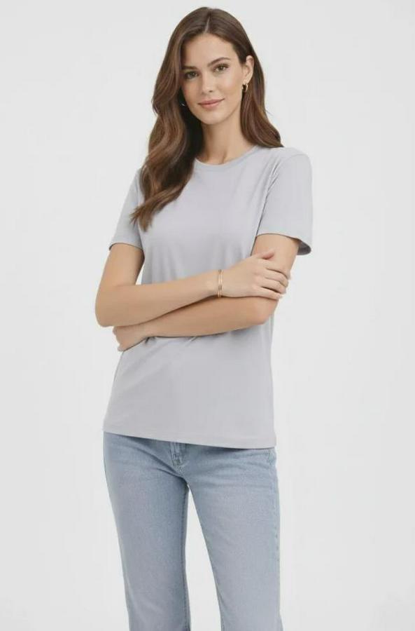Bisiklet Yaka Tişört  Regular Kalıp Basic Pamuklu  Günlük Kullanım  T-Shirt