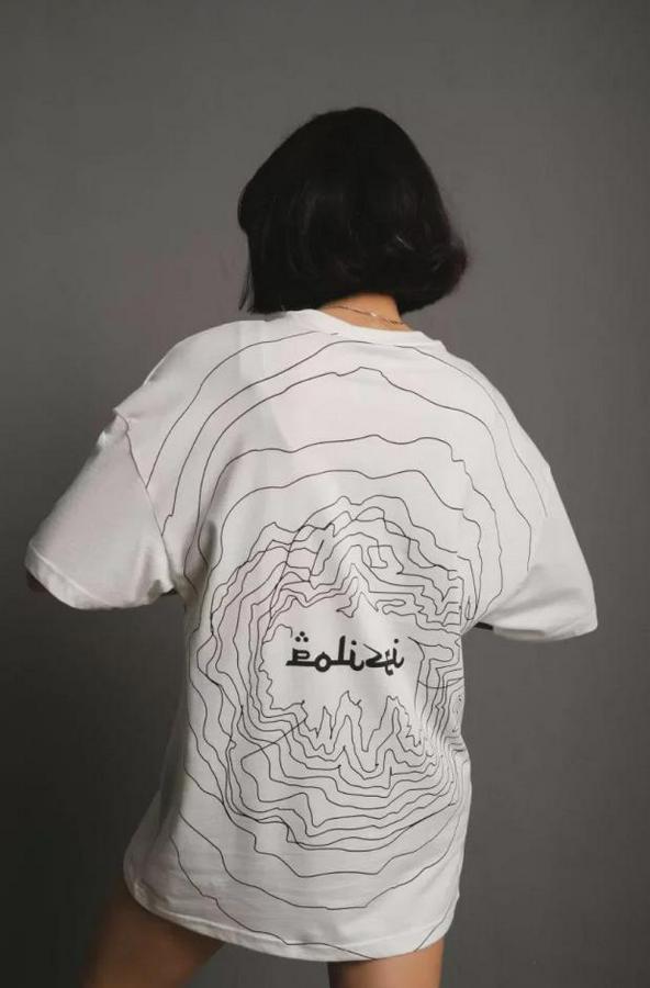 Bisiklet Yakalı Sırt Baskılı Oversize T-Shirt