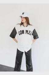 Complex Kolları Deri Kolej Oversize T-Shirt