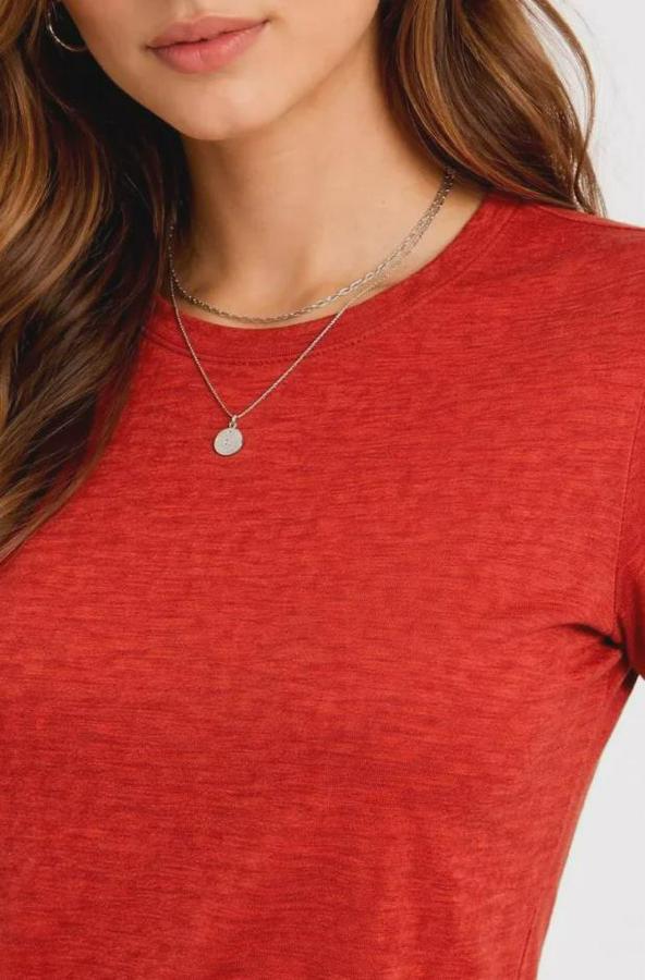 Flam Kumaş Melanj Dokulu Regular Fit Tişört Bisiklet Yaka Yazlık T-Shirt