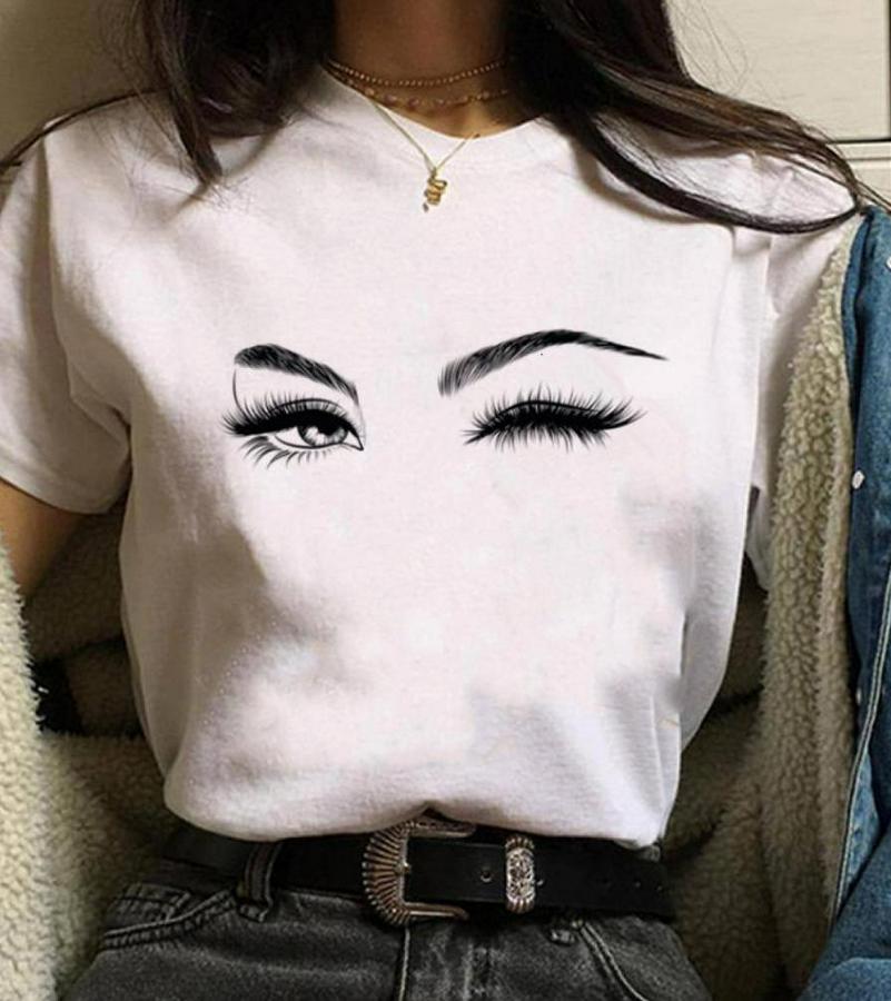 Kısa Kollu Bisiklet Yaka Göz Baskılı Süprem T-Shirt