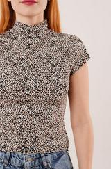 Leopar Desen Kısa Kollu Basic T-Shirt