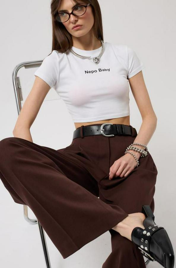Nepo Baskılı Crop T-Shirt