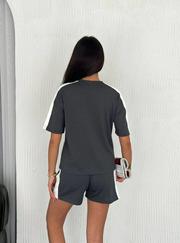 Osy Modal Yumuşak Dokulu Kumaş Parçalı Bisiklet Yaka T-Shirt Kısa Şort Ikili Takım