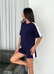 Osy Modal Yumuşak Dokulu Kumaş Parçalı Bisiklet Yaka T-Shirt Kısa Şort Ikili Takım