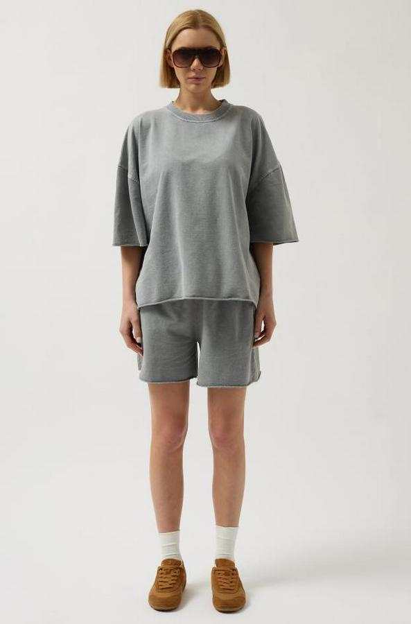 Oversize Lazer Kesim Bisiklet Yaka T-Shirt