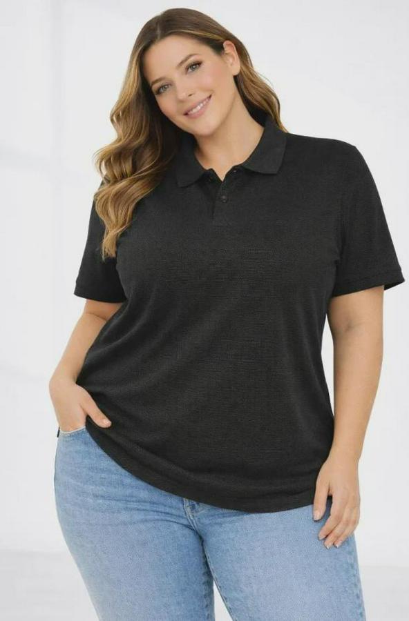 Pike Kumaş Düğmeli Yaka Battal Büyük Beden Günlük Kısa Kol Tişört T-Shirt
