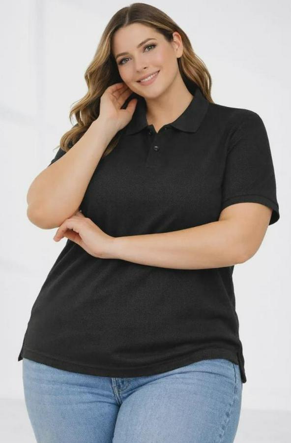 Pike Kumaş Düğmeli Yaka Battal Büyük Beden Günlük Kısa Kol Tişört T-Shirt