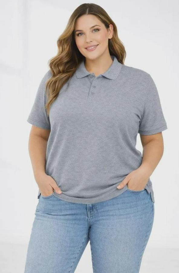 Pike Kumaş Düğmeli Yaka Battal Büyük Beden Günlük Kısa Kol Tişört T-Shirt