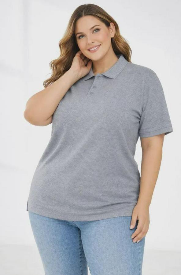 Pike Kumaş Düğmeli Yaka Battal Büyük Beden Günlük Kısa Kol Tişört T-Shirt