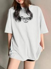 Thousand Baskılı Oversize Bisiklet Yaka T-Shirt