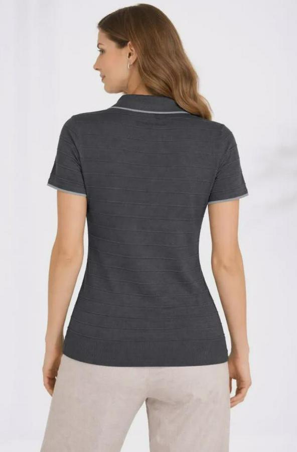 Triko Kumaş Yakalı Düğmesiz Açık Yaka Fitilli Kısa Kollu Regular Fit Tişört T-Shirt