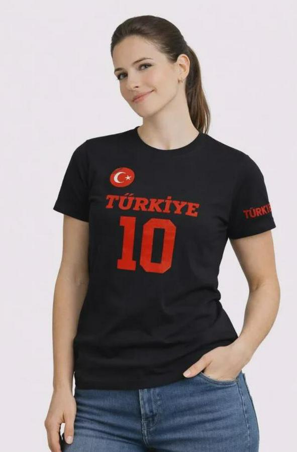 Türkiye Ay Yıldız Baskılı 10 Numara Forma Tişört Taraftar T-Shirt