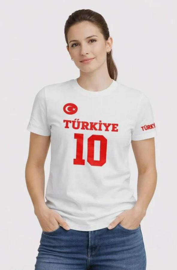 Türkiye Ay Yıldız Baskılı 10 Numara Forma Tişört Taraftar T-Shirt