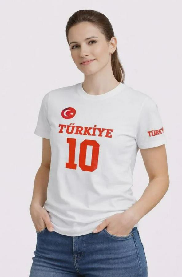 Türkiye Ay Yıldız Baskılı 10 Numara Forma Tişört Taraftar T-Shirt