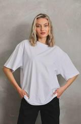 Unisex Bisiklet Yaka 20/1 Düz Oversize T-Shirt