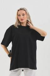 Unisex Bisiklet Yaka 20/1 Düz Oversize T-Shirt