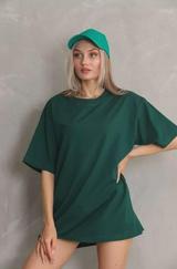 Unisex Bisiklet Yaka 20/1 Düz Oversize T-Shirt