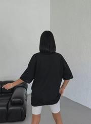 Unisex Bisiklet Yaka Baskılı Oversize T-Shirt