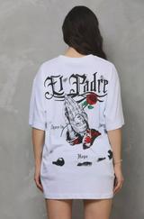 Unisex Bisiklet Yaka Baskılı Oversize T-Shirt