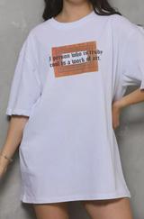 Unisex Bisiklet Yaka Baskılı Oversize T-Shirt