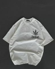 Unisex Bisiklet Yaka Baskılı Oversize T-Shirt