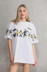 Unisex Bisiklet Yaka Baskılı Oversize T-Shirt