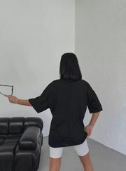 Unisex Bisiklet Yaka Baskılı Oversize T-Shirt