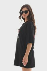 Unisex Bisiklet Yaka Baskılı Oversize T-Shirt