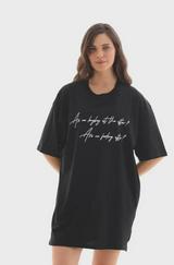 Unisex Bisiklet Yaka Baskılı Oversize T-Shirt