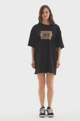 Unisex Bisiklet Yaka Baskılı Oversize T-Shirt