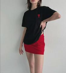 Unisex Bisiklet Yaka Baskılı Oversize T-Shirt
