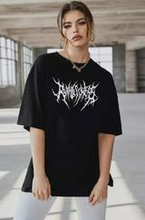 Unisex Bisiklet Yaka Baskılı Oversize T-Shirt