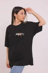 Unisex Bisiklet Yaka Baskılı Oversize T-Shirt