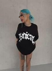 Unisex Bisiklet Yaka Baskılı Oversize T-Shirt