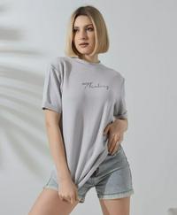 Unisex Bisiklet Yaka Baskılı Slim Fit T-Shirt