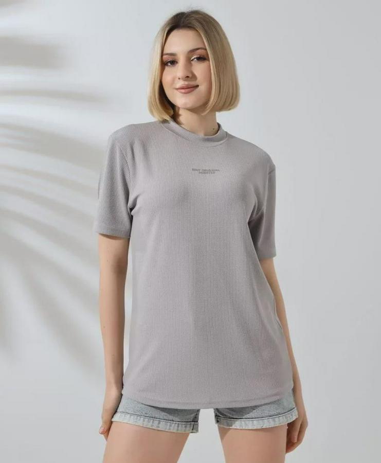 Unisex Bisiklet Yaka Baskılı Slim Fit T-Shirt