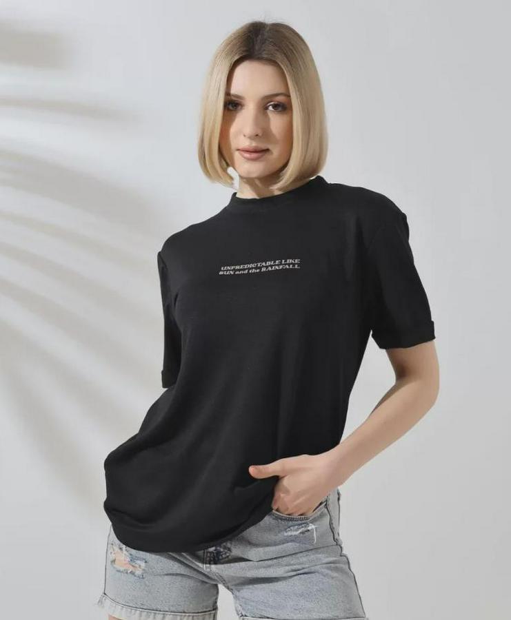 Unisex Bisiklet Yaka Baskılı Slim Fit T-Shirt
