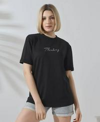 Unisex Bisiklet Yaka Baskılı Slim Fit T-Shirt