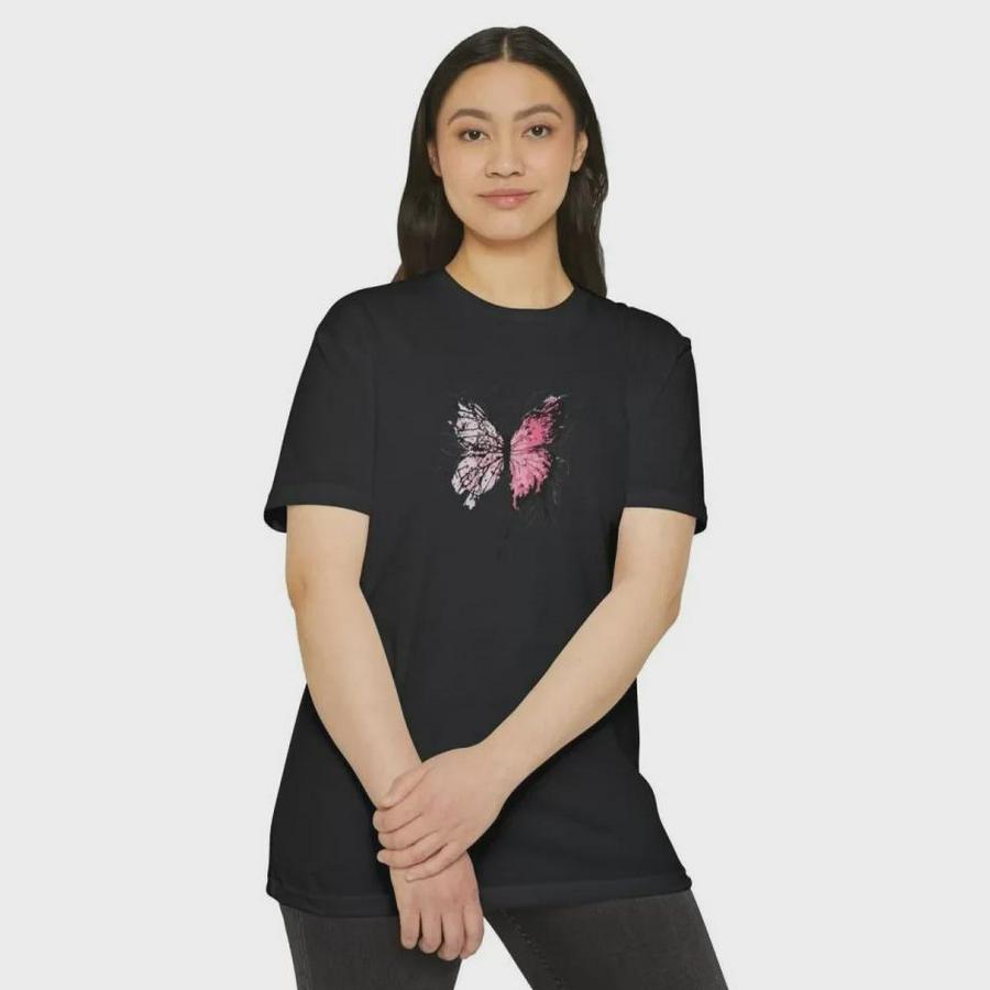 Unisex Bisiklet Yaka Baskılı T-Shirt