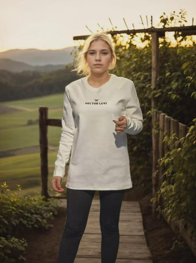 Unisex Bisiklet Yaka Uzun Kollu T-Shirt