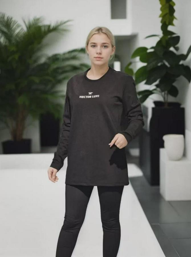 Unisex Bisiklet Yaka Uzun Kollu T-Shirt
