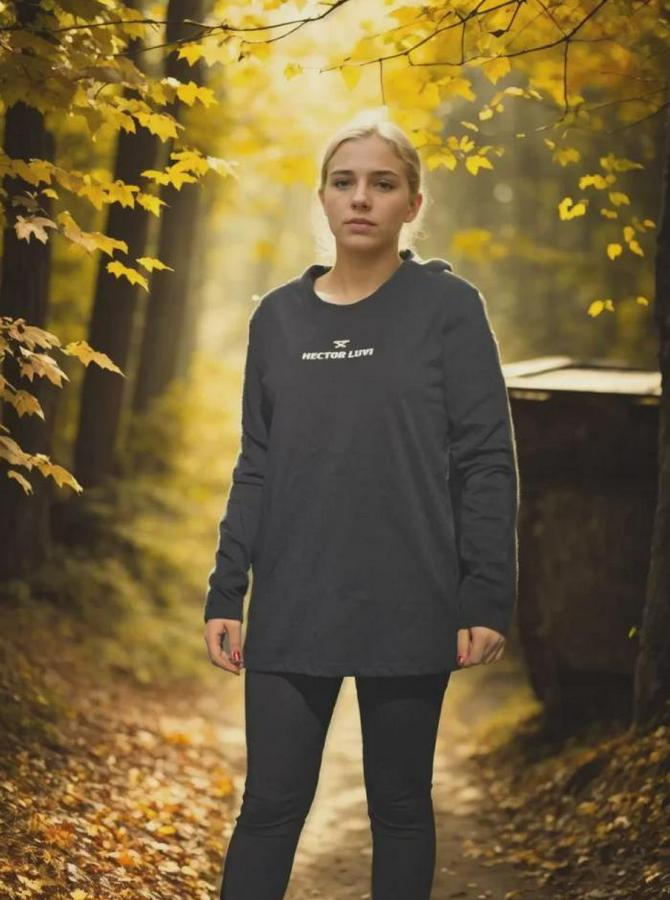 Unisex Bisiklet Yaka Uzun Kollu T-Shirt