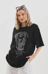 Unisex Taş Desenli Oversize T-Shirt