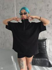 Unisex Yarım Fermuarlı Basic T-Shirt