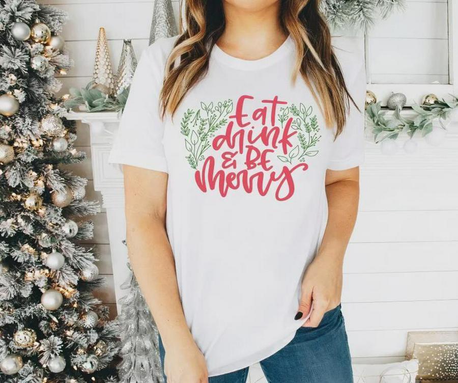 Yılbaşı Noel Baskılı Kısa Kollu Oversize Bisiklet Yaka T-Shirt