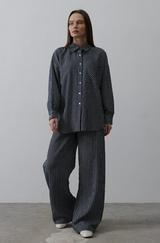 Çizgili Cep Detaylı Oversize Takım