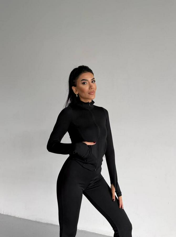 Balıkçı Yaka Cep Detaylı Ceket Ve Ispanyol Paça Spor Ikili Takım