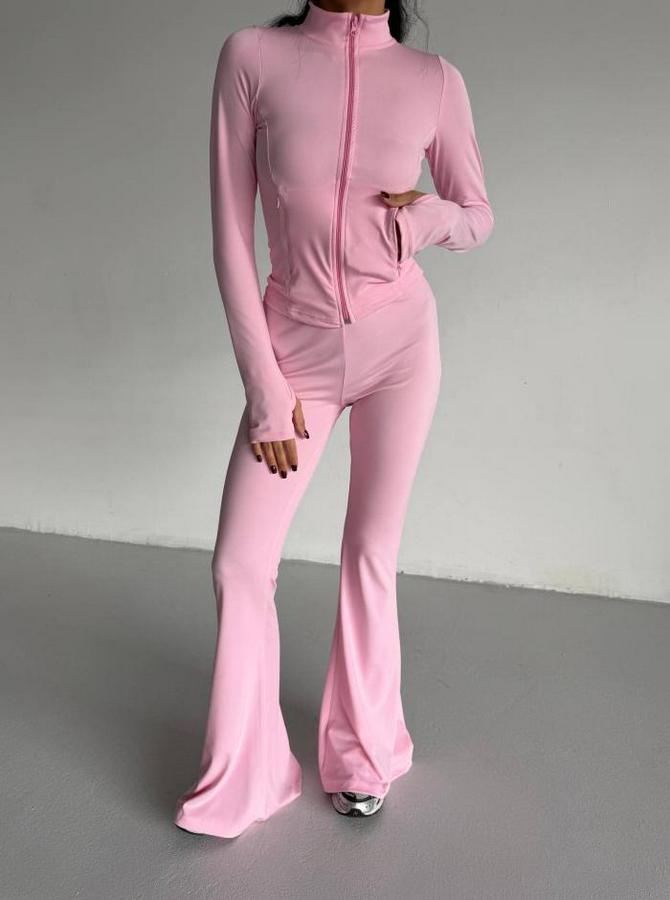 Balıkçı Yaka Cep Detaylı Ceket Ve Ispanyol Paça Spor Ikili Takım