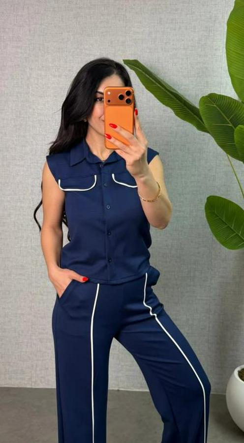 Biyeli Cep Detay Yelek Ve Pantolon Modal Kumaş Ikili Takım